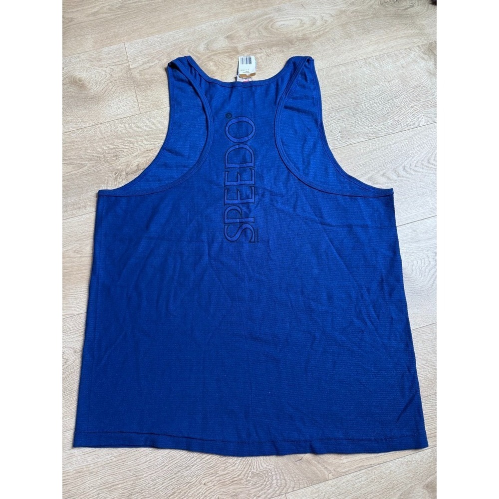 NWT Mens vintage 90s Speedo made in USA racerback tank top blue cotton Size XL